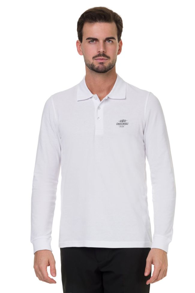    K256-Polo uomo manica lunga bianco