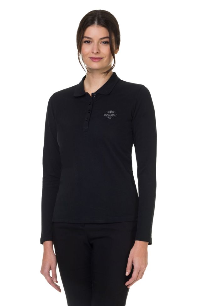    K257-Polo donna manica lunga nero