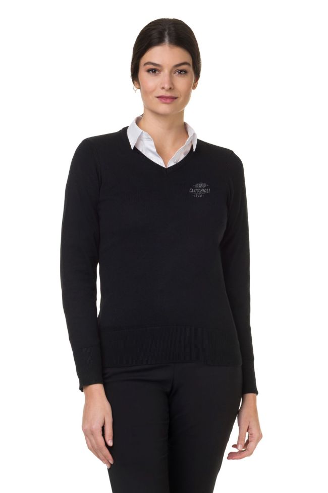    K966-Maglia donna scollo V nero